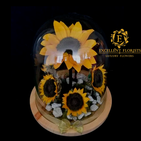 Crystal Dome with a Beautiful Sunflower Garden