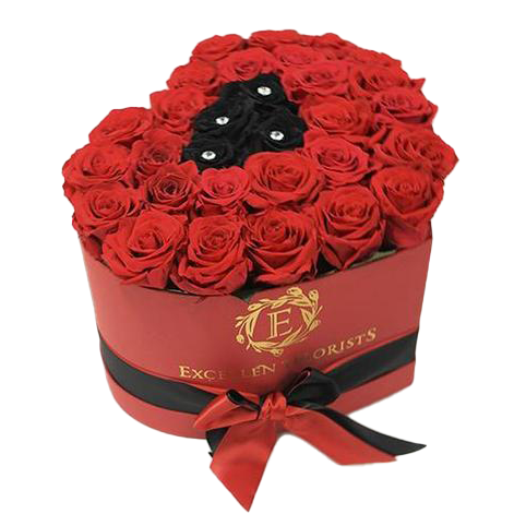 Heart Box Black & Red - Excellent Florists