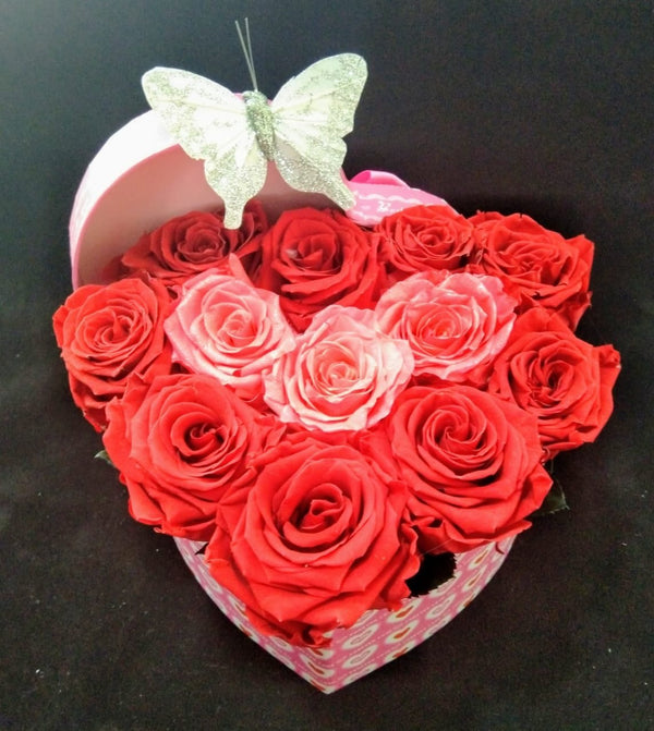 Small Heart Bicolor Preserved Roses