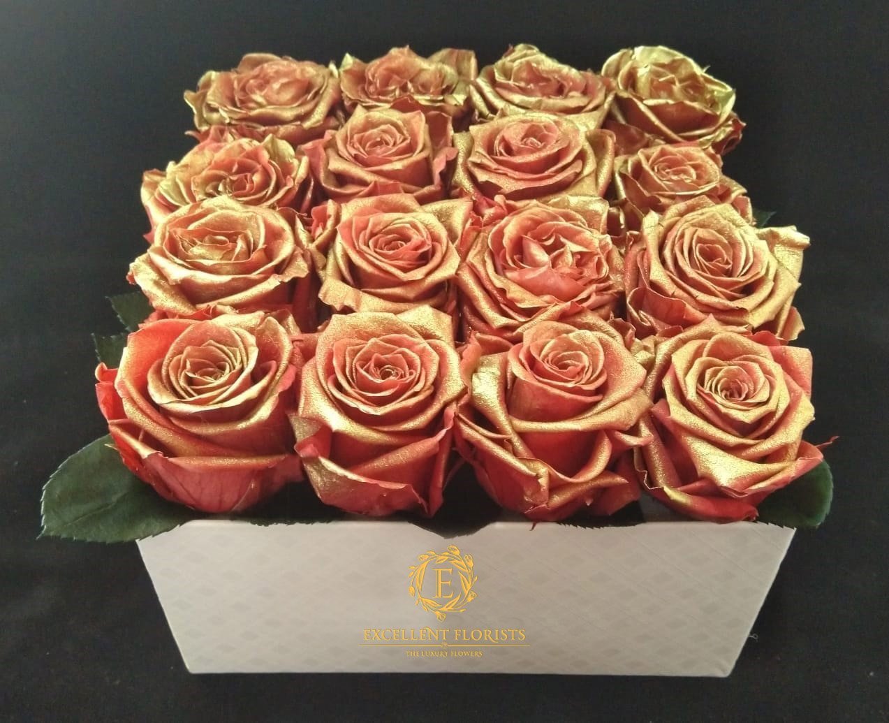 Medium Square Metallized Preserved Roses
