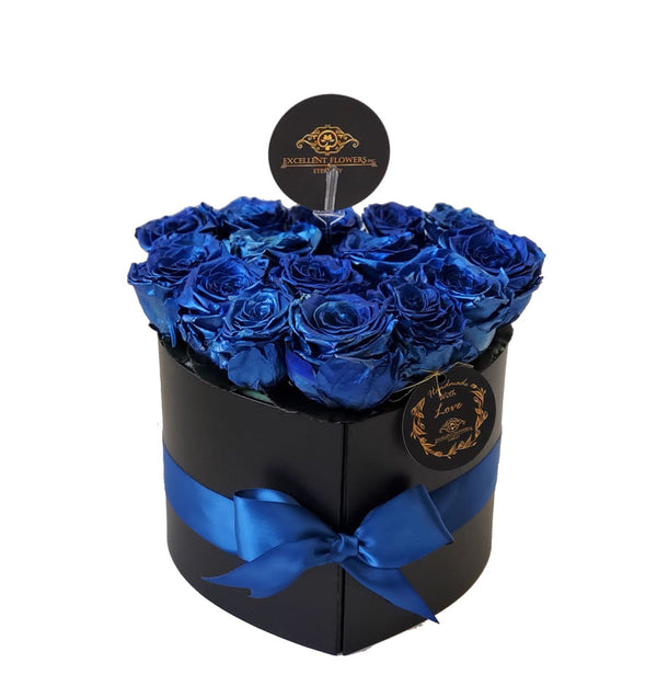 Small Blue Heart Preserved roses