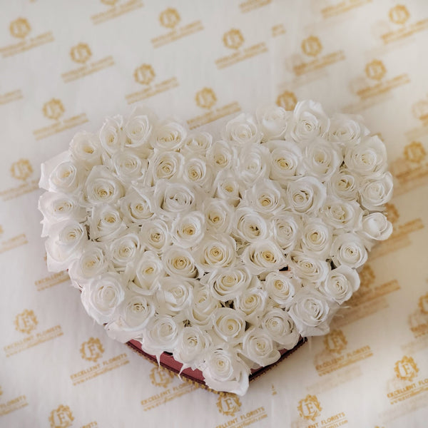 Heart White Preserved Mini Rose Box promotion
