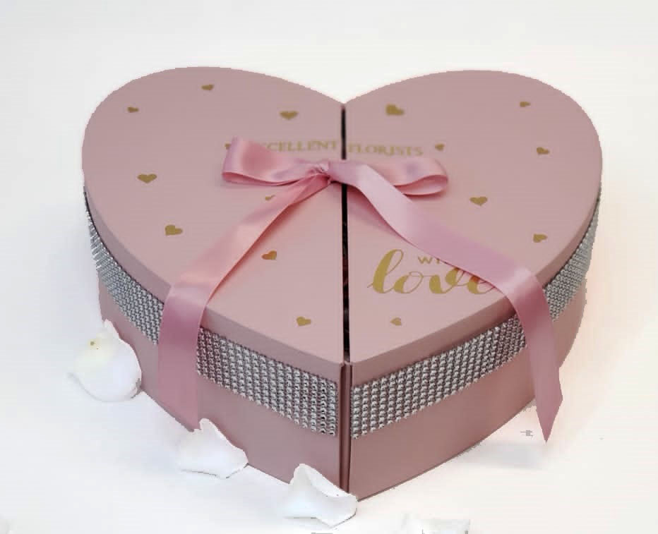 Heart Preserved Pink Combination Roses Box