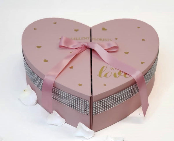 Heart Preserved Pink and White Combination Roses Box