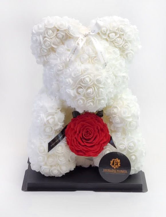 White Rose Teddy Bear Gift Box  14