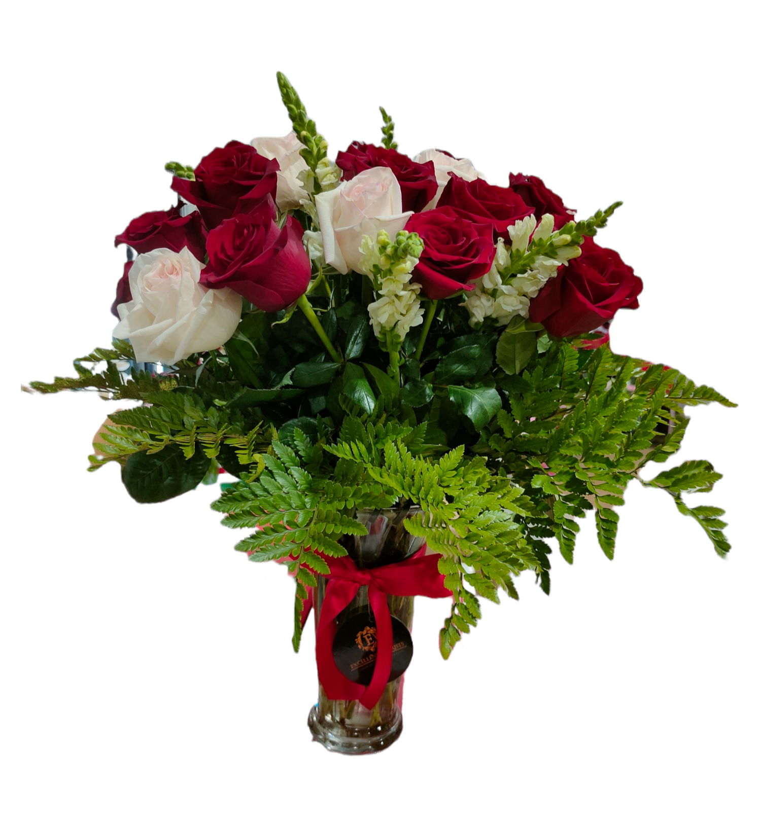 Red and White 2-Dozen Roses With a Vase
