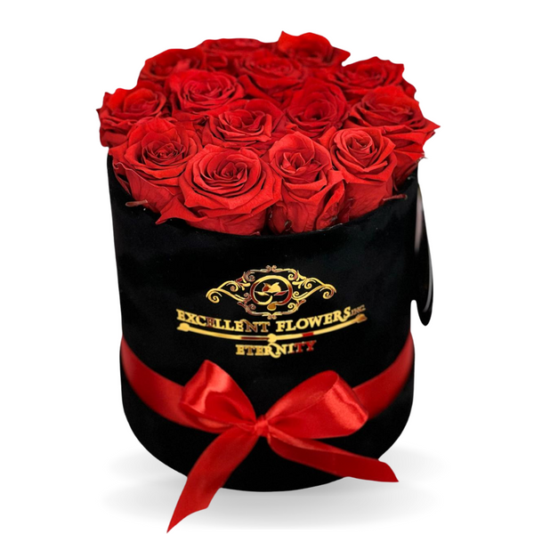 Petite Preserved Red Roses In Round BoX