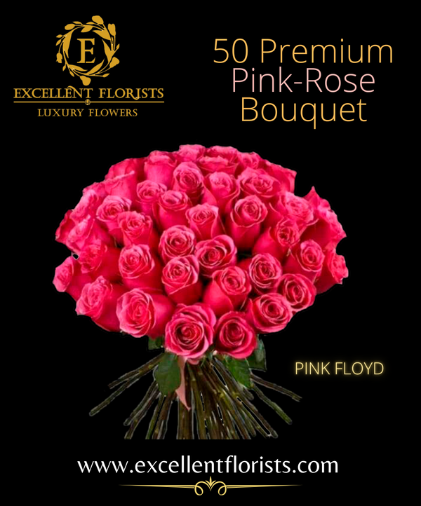 Bouquet 50 stems Hot Pink Floyd roses