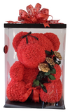 Teddy Bear 70 cm with Golden Preserved Rose Bouquet
