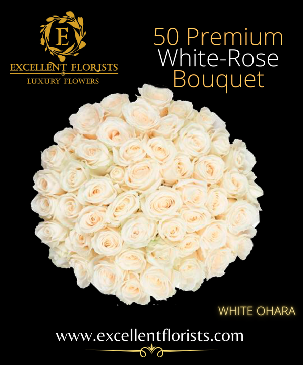 Bouquet 50 stems White Ohara Garden roses