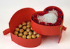 Heart Preserved Jumbo and Mini Roses with chocolates in a Two Levels Box