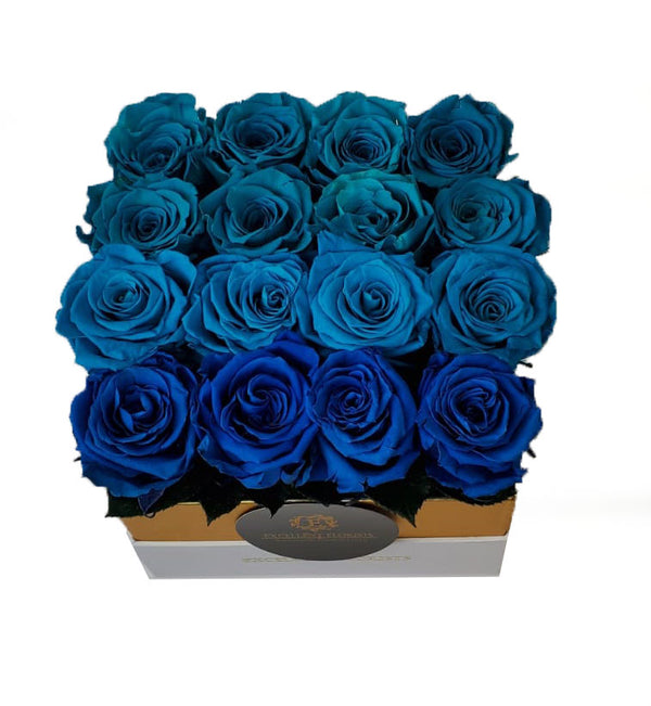 Blue Light Square Preserved Roses