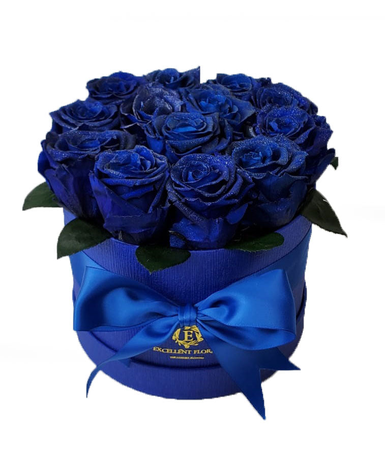 Blue Love Preserved roses round box