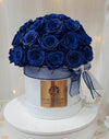 Blue Pearl Preserved Roses in a Round box