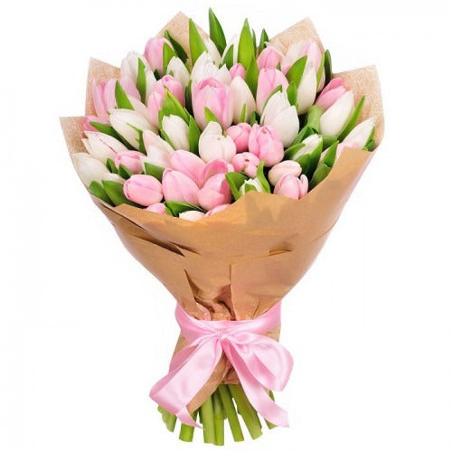 Pink and White Tulips Bouquet