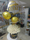 25 Roses with a customized balloon - White