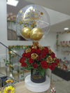 25 Roses with a customized balloon - Gold and Red
