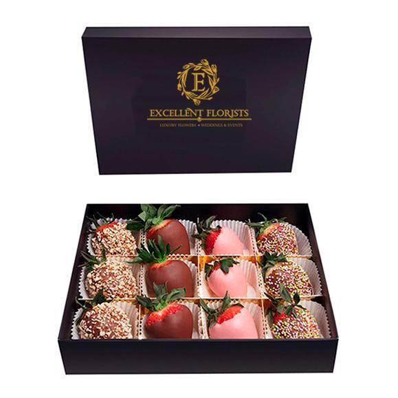 12 Strawberries in a box preserved roses excellent florists