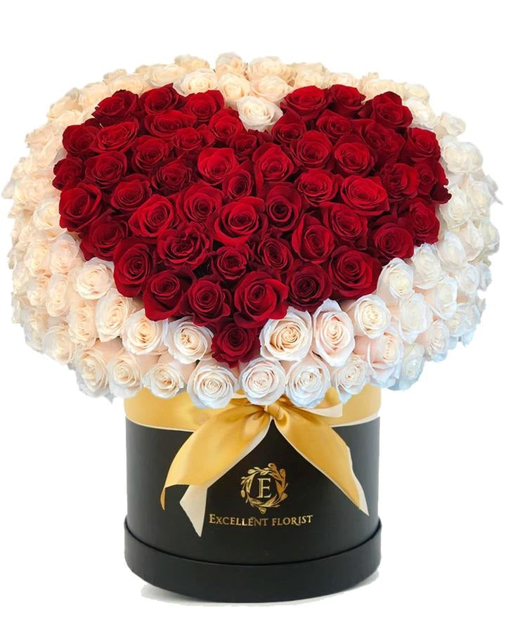 Roses in a Heart Box Fresh & Preserved Flowers excellent Florists 100 roses