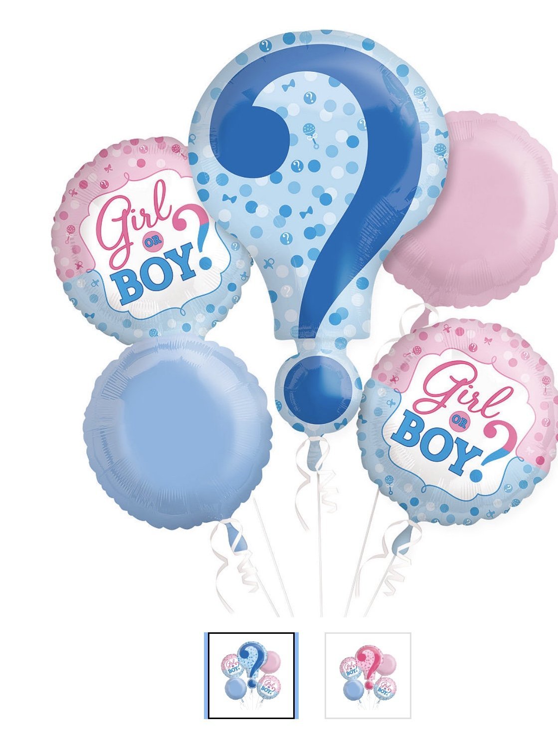 New Baby Girl or Boy 2 Balloon Bouquet 5pc