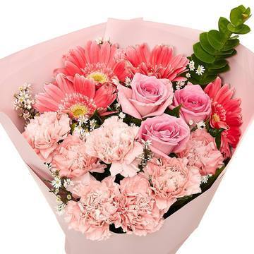 Pinky Flowers Bouquet with Greenery * Vase not included