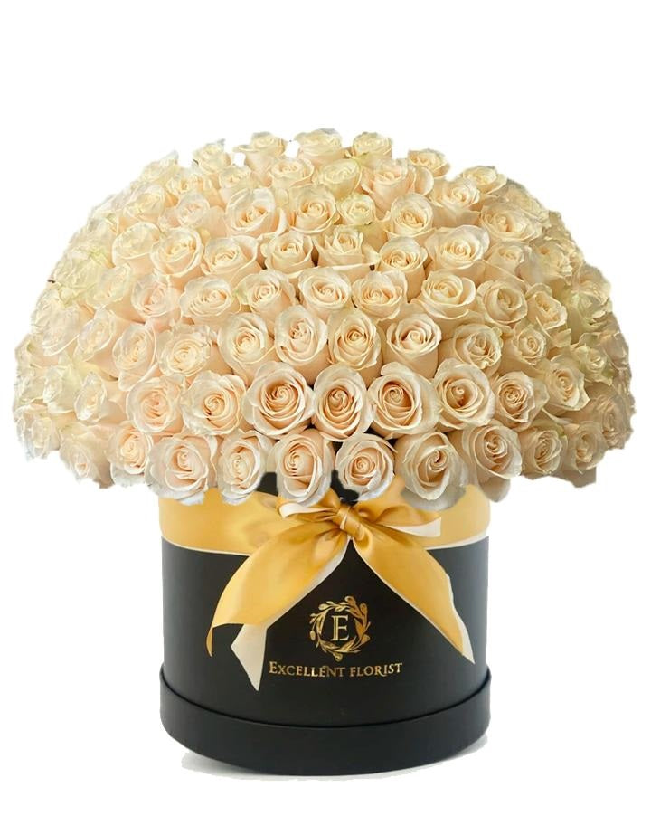 Light roses in a box Fresh and Preserved Flowers Excellent Florists natural roses