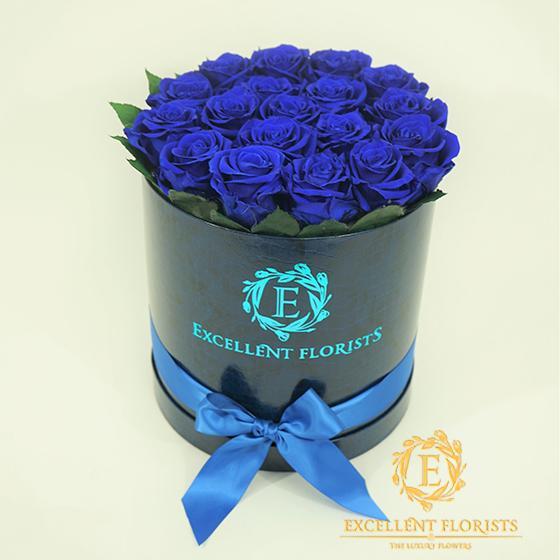 Royal Blue Roses box - Excellent Florists 