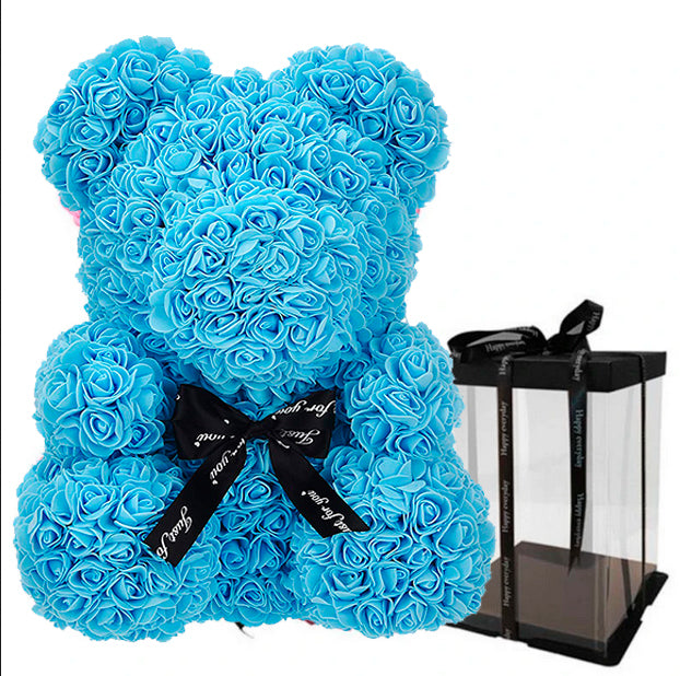 Rose Teddy Bear Sky Blue Gift Box  14