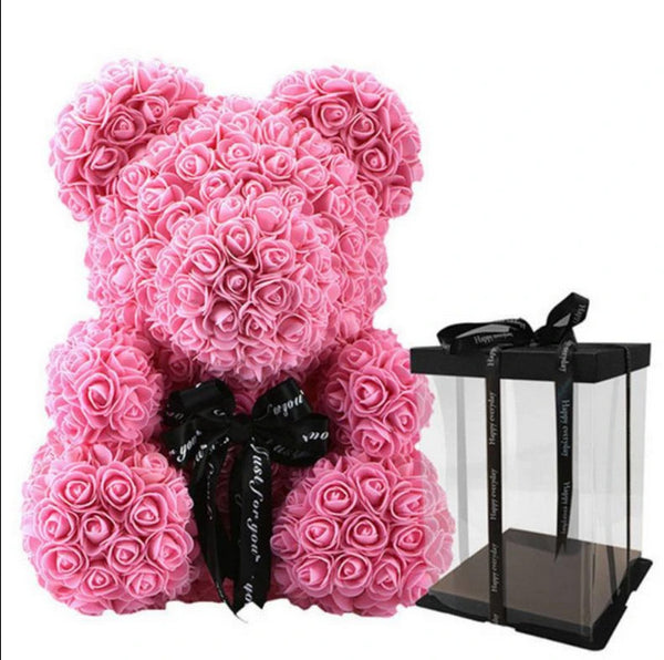 Rose Teddy Bear Pink Gift Box  14"