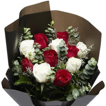 Dozen Mix color rose Bouquet with Greenery * VASE NOT INCLUDED